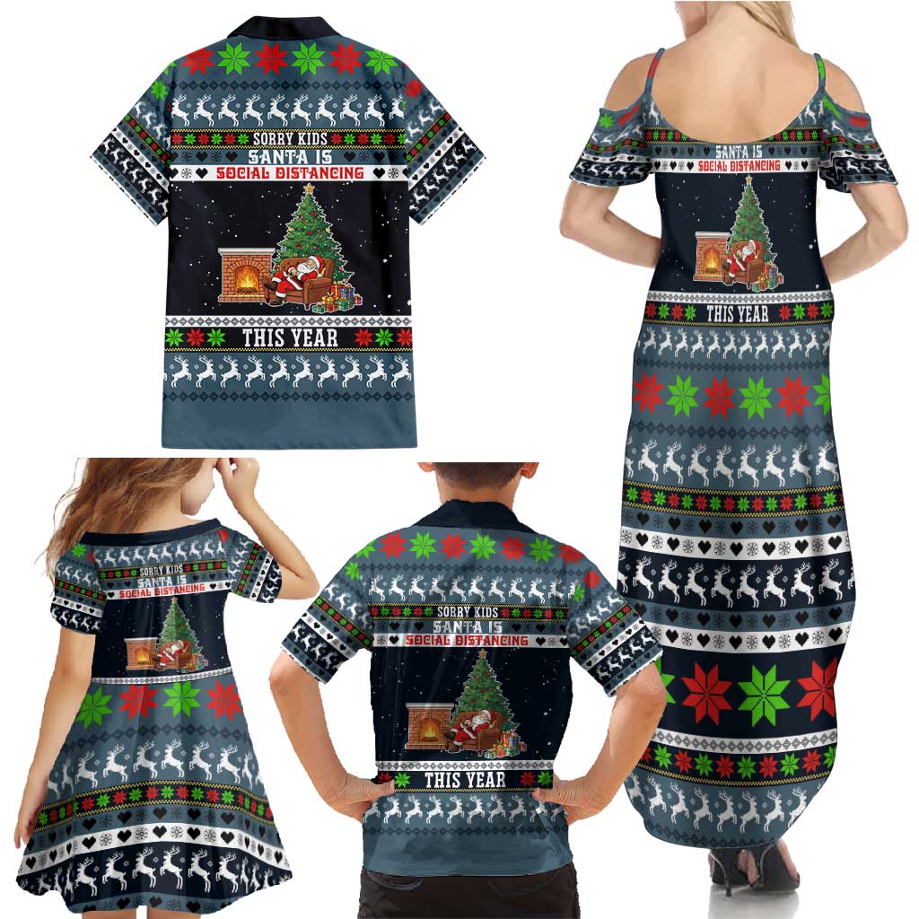 Sorry Kids Santa Is Social Distancing This Year Christmas Family Matching Summer Maxi Dress and Hawaiian Shirt Xmas Holiday Patterns - Wonder Print Shop