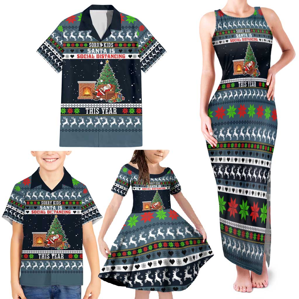 Sorry Kids Santa Is Social Distancing This Year Christmas Family Matching Tank Maxi Dress and Hawaiian Shirt Xmas Holiday Patterns - Wonder Print Shop