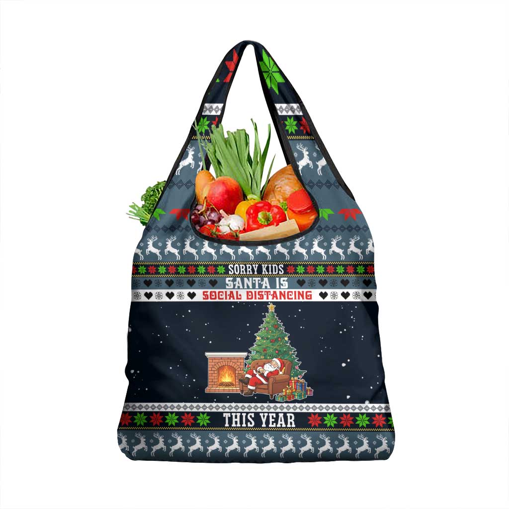 Sorry Kids Santa Is Social Distancing This Year Christmas Grocery Bag Xmas Holiday Patterns - Wonder Print Shop