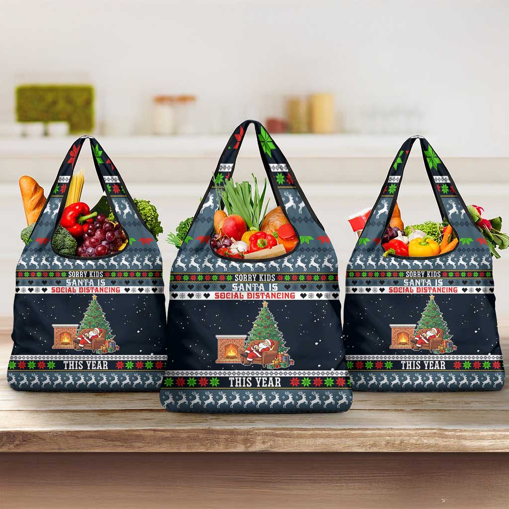 Sorry Kids Santa Is Social Distancing This Year Christmas Grocery Bag Xmas Holiday Patterns - Wonder Print Shop