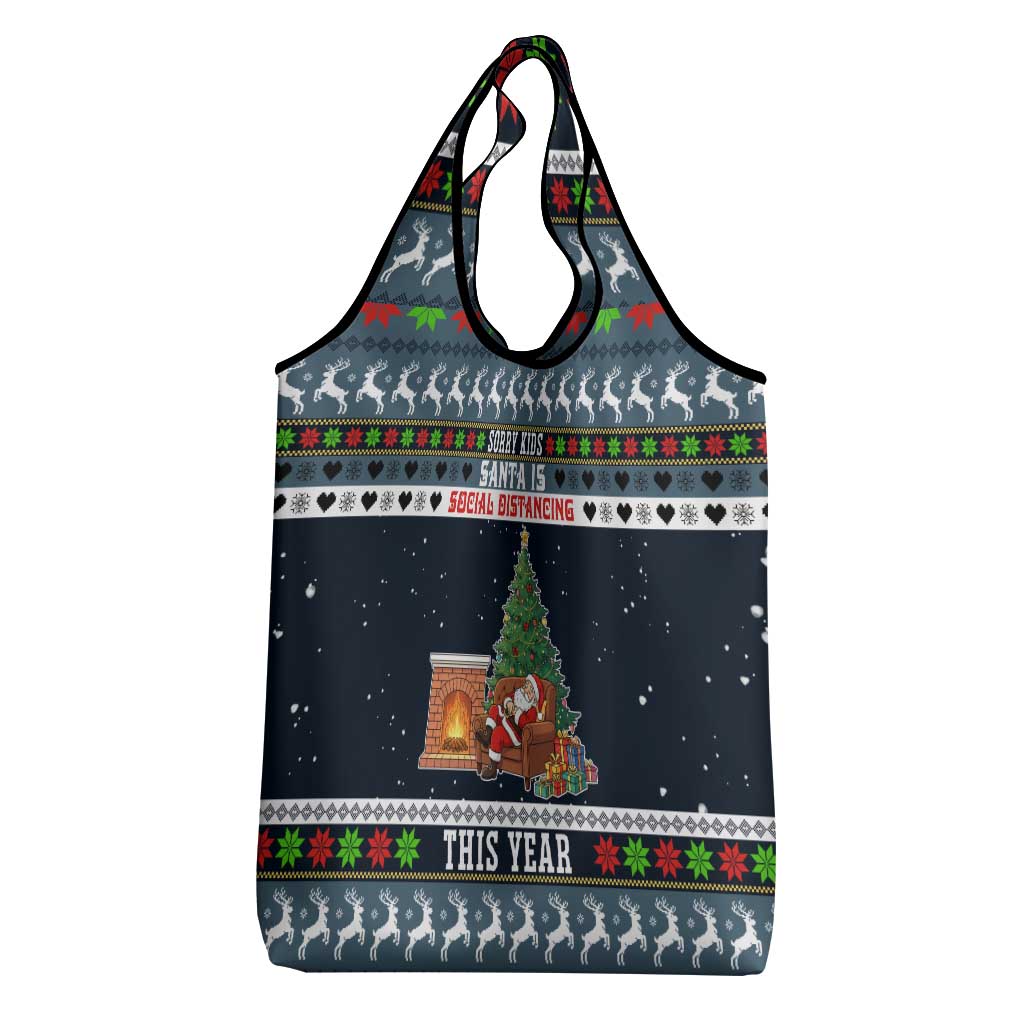 Sorry Kids Santa Is Social Distancing This Year Christmas Grocery Bag Xmas Holiday Patterns - Wonder Print Shop