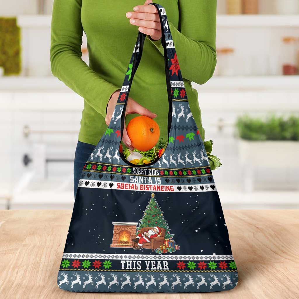 Sorry Kids Santa Is Social Distancing This Year Christmas Grocery Bag Xmas Holiday Patterns - Wonder Print Shop