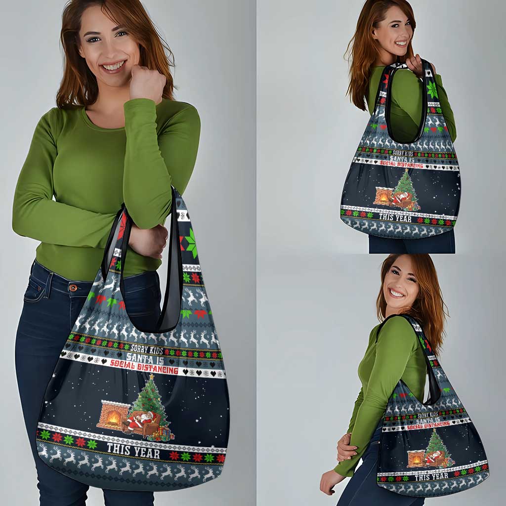 Sorry Kids Santa Is Social Distancing This Year Christmas Grocery Bag Xmas Holiday Patterns - Wonder Print Shop