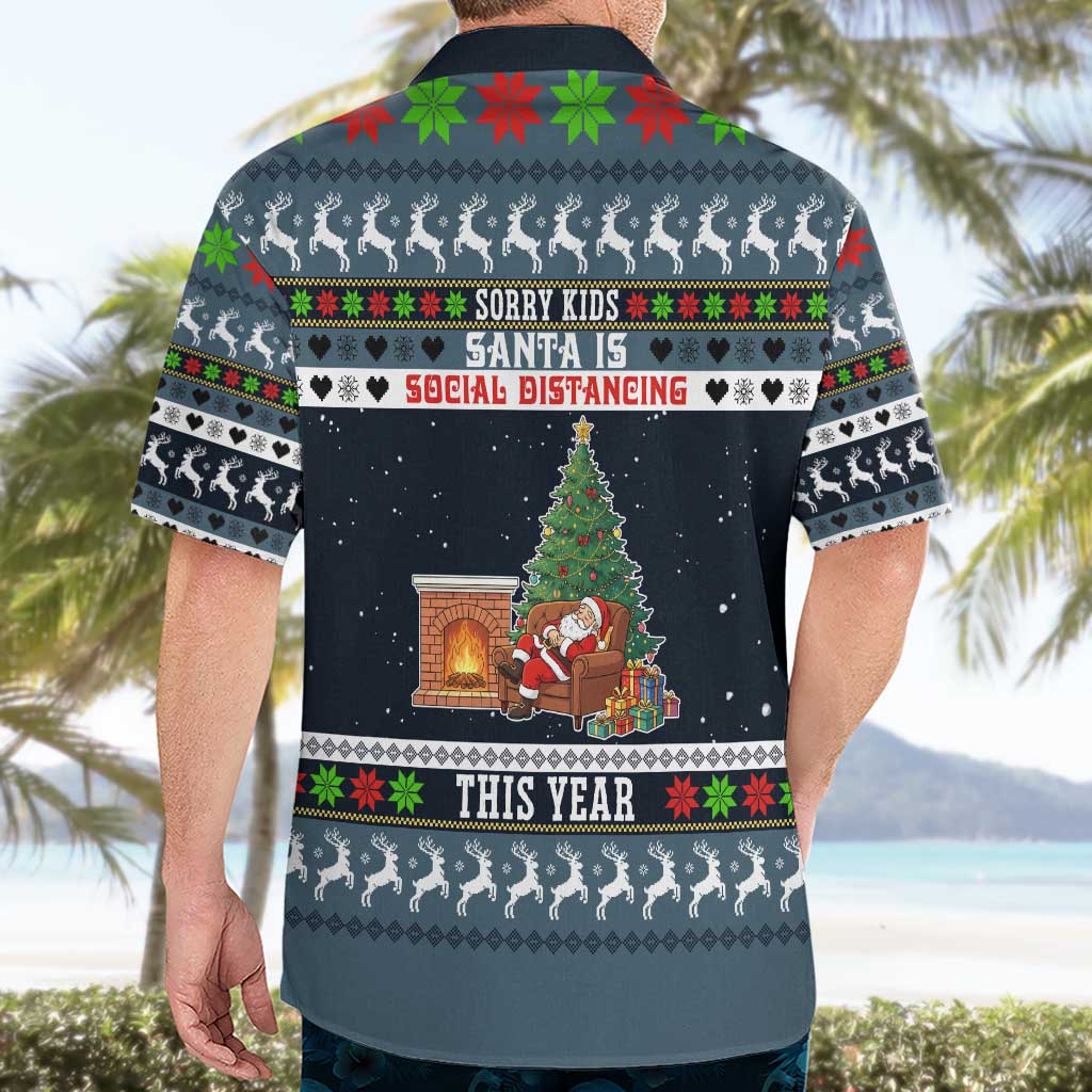 Sorry Kids Santa Is Social Distancing This Year Christmas Hawaiian Shirt Xmas Holiday Patterns - Wonder Print Shop
