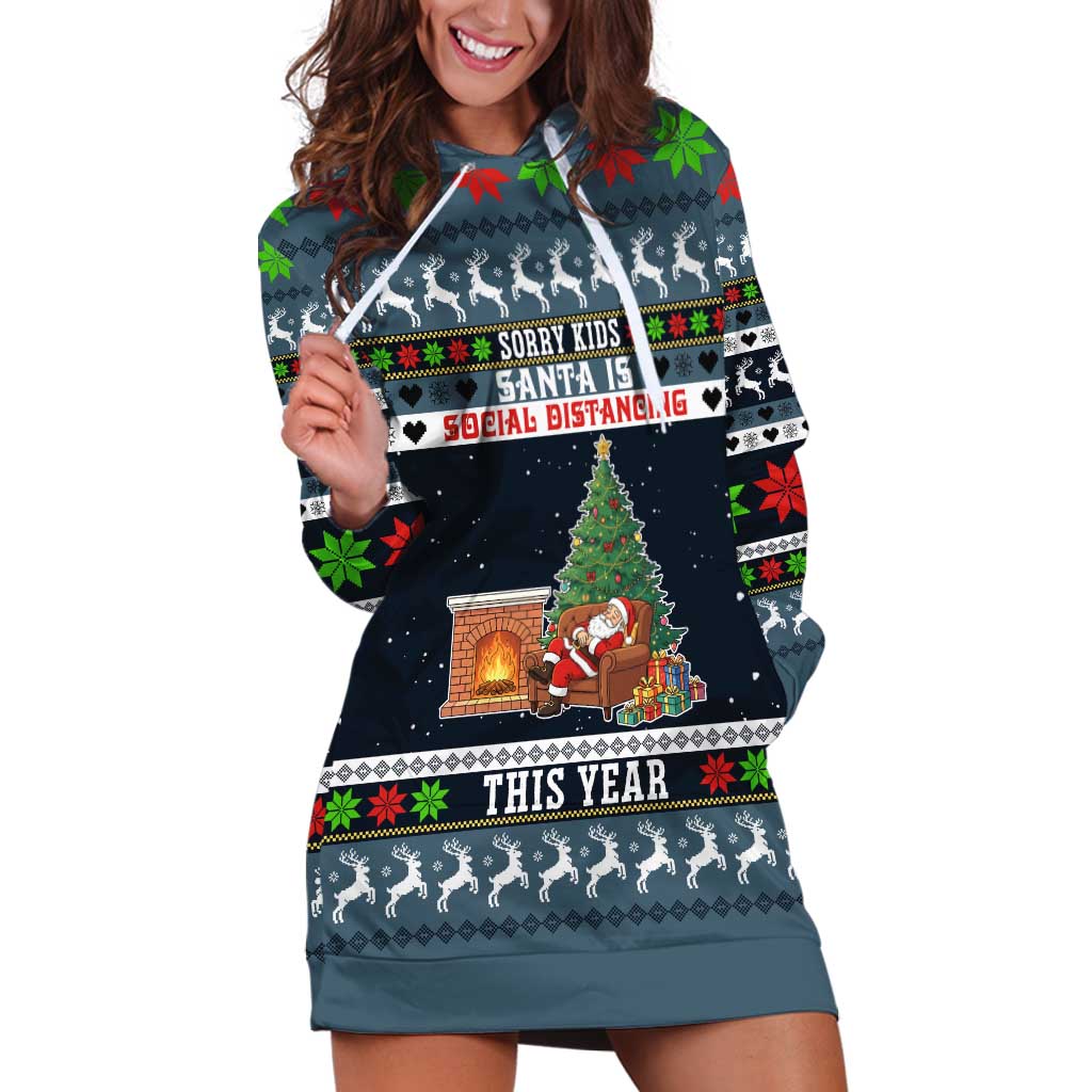 Sorry Kids Santa Is Social Distancing This Year Christmas Hoodie Dress Xmas Holiday Patterns - Wonder Print Shop