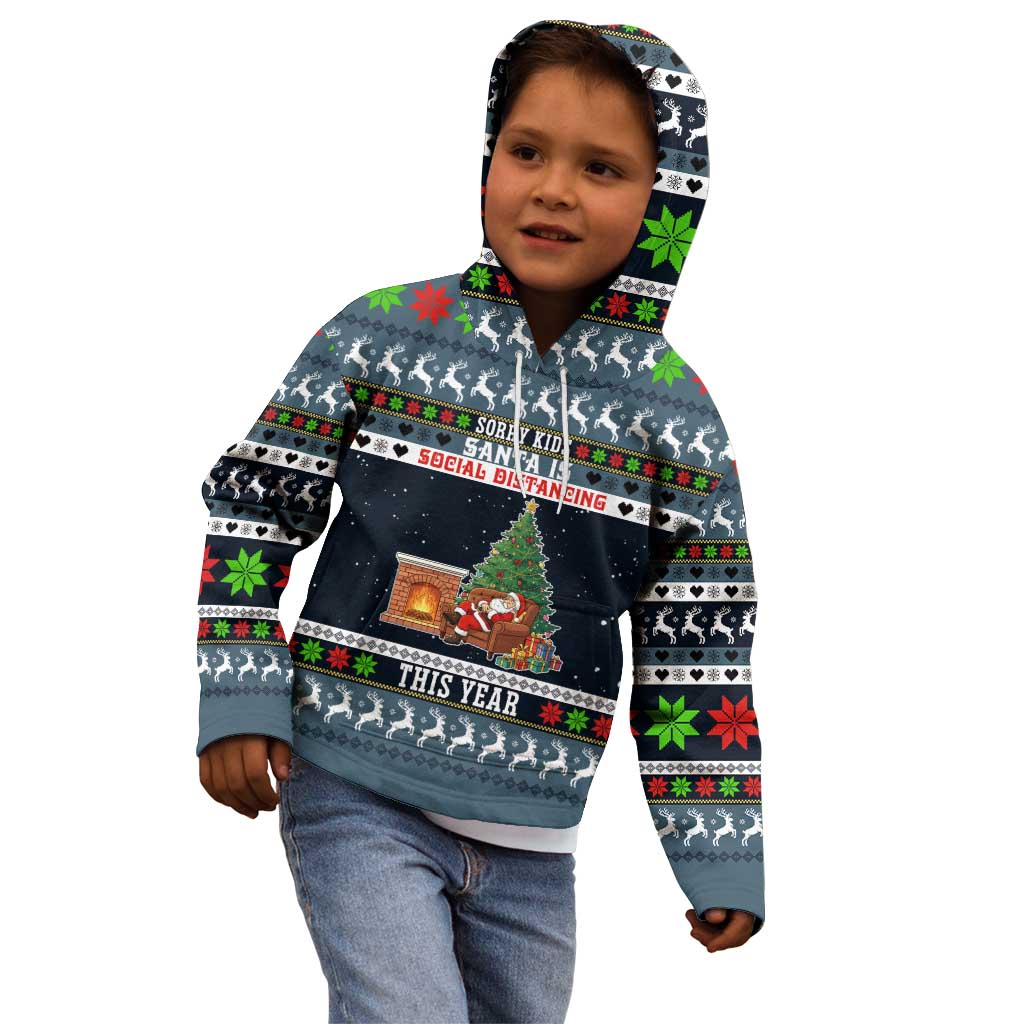 Sorry Kids Santa Is Social Distancing This Year Christmas Kid Hoodie Xmas Holiday Patterns - Wonder Print Shop