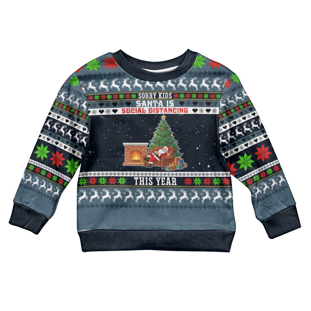Sorry Kids Santa Is Social Distancing This Year Christmas Kid Ugly Christmas Sweater Xmas Holiday Patterns - Wonder Print Shop