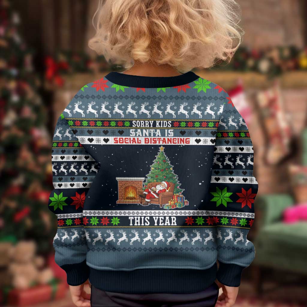 Sorry Kids Santa Is Social Distancing This Year Christmas Kid Ugly Christmas Sweater Xmas Holiday Patterns - Wonder Print Shop