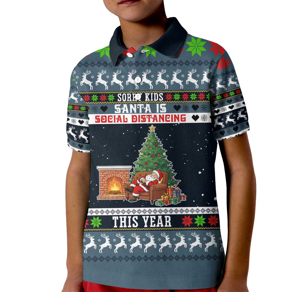 Sorry Kids Santa Is Social Distancing This Year Christmas Kid Polo Shirt Xmas Holiday Patterns - Wonder Print Shop