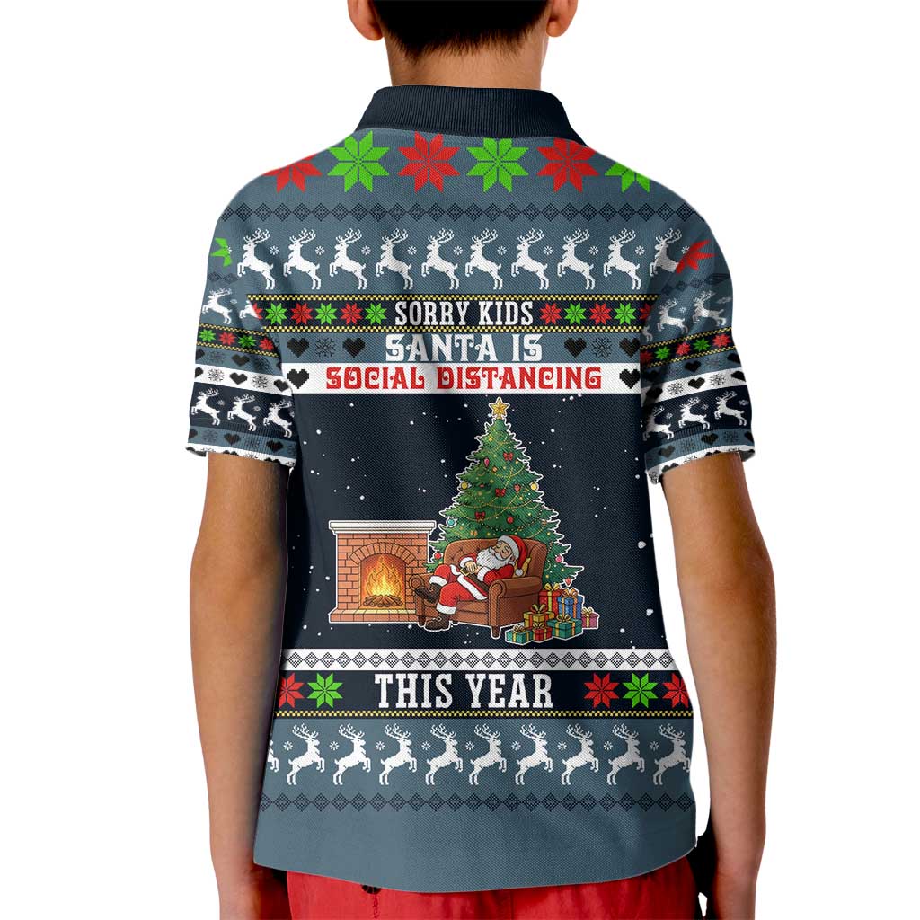 Sorry Kids Santa Is Social Distancing This Year Christmas Kid Polo Shirt Xmas Holiday Patterns - Wonder Print Shop