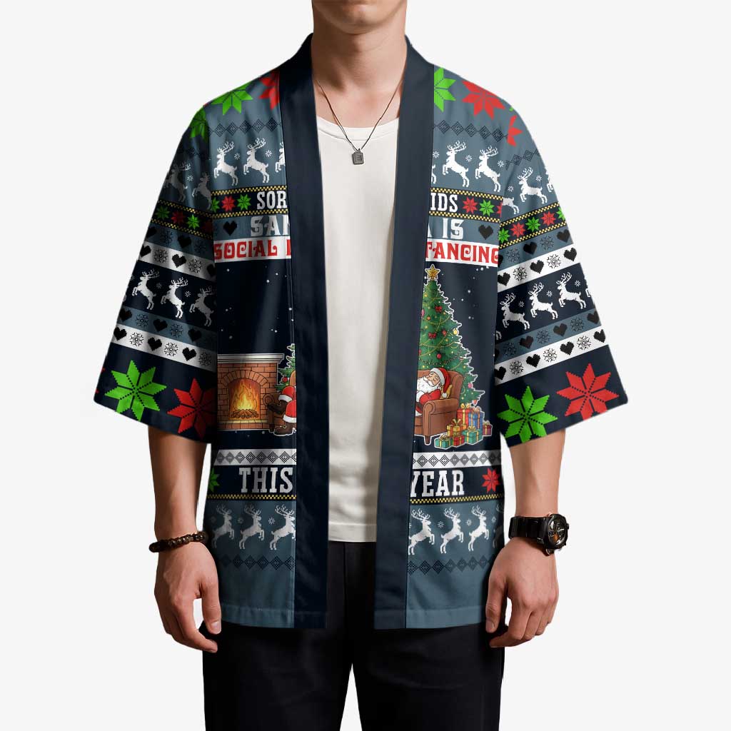 Sorry Kids Santa Is Social Distancing This Year Christmas Kimono Xmas Holiday Patterns - Wonder Print Shop