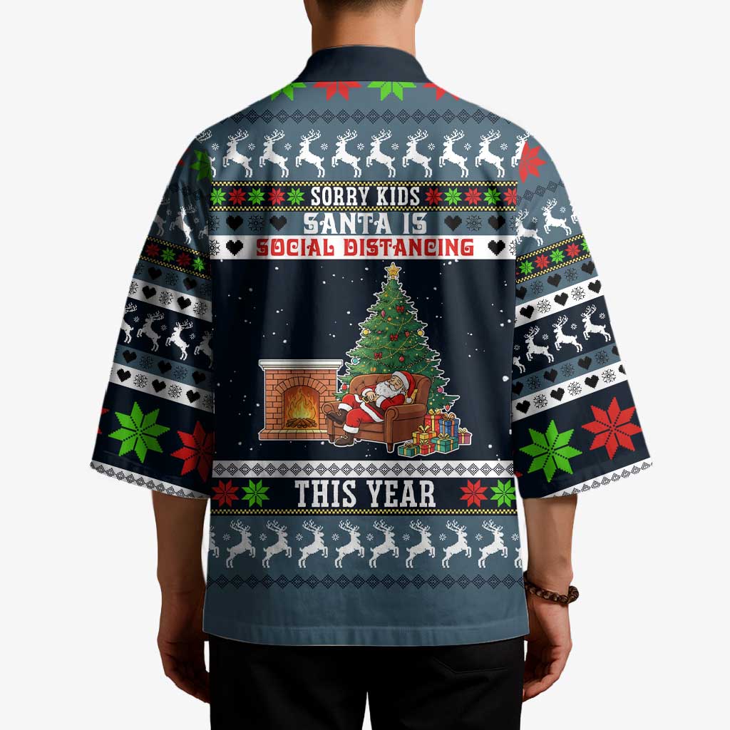 Sorry Kids Santa Is Social Distancing This Year Christmas Kimono Xmas Holiday Patterns - Wonder Print Shop