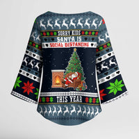 Sorry Kids Santa Is Social Distancing This Year Christmas Kimono Sleeve Blouse Xmas Holiday Patterns - Wonder Print Shop