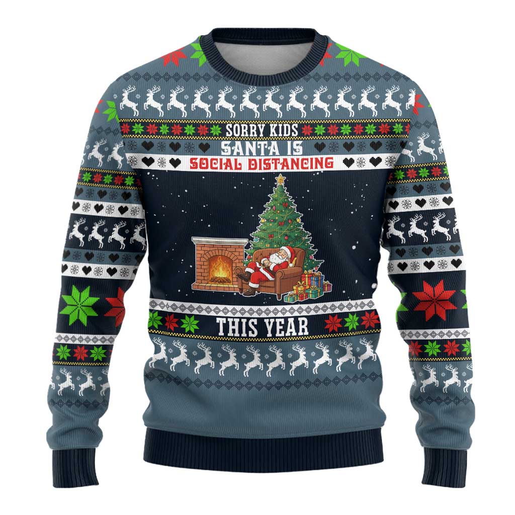 Sorry Kids Santa Is Social Distancing This Year Christmas Ugly Christmas Sweater Xmas Holiday Patterns - Wonder Print Shop