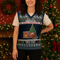 Sorry Kids Santa Is Social Distancing This Year Christmas Knitted V-Neck Vest Xmas Holiday Patterns - Wonder Print Shop