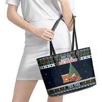 Sorry Kids Santa Is Social Distancing This Year Christmas Leather Tote Bag Xmas Holiday Patterns - Wonder Print Shop