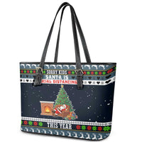 Sorry Kids Santa Is Social Distancing This Year Christmas Leather Tote Bag Xmas Holiday Patterns - Wonder Print Shop