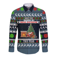 Sorry Kids Santa Is Social Distancing This Year Christmas Long Sleeve Button Shirt Xmas Holiday Patterns - Wonder Print Shop