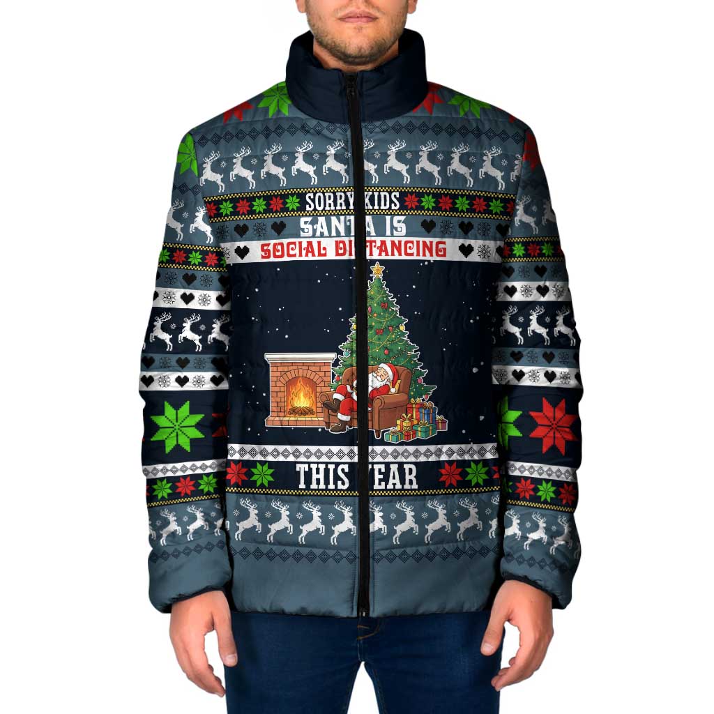 Sorry Kids Santa Is Social Distancing This Year Christmas Padded Jacket Xmas Holiday Patterns - Wonder Print Shop