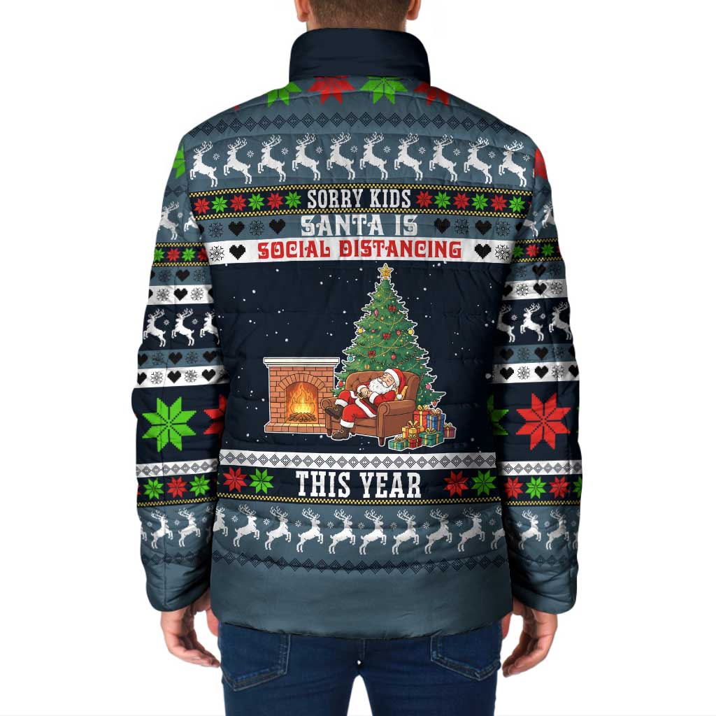 Sorry Kids Santa Is Social Distancing This Year Christmas Padded Jacket Xmas Holiday Patterns - Wonder Print Shop