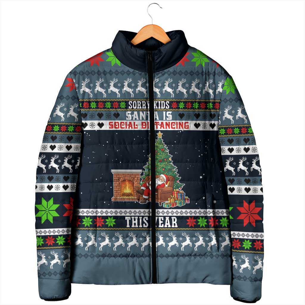 Sorry Kids Santa Is Social Distancing This Year Christmas Padded Jacket Xmas Holiday Patterns - Wonder Print Shop