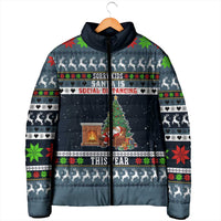 Sorry Kids Santa Is Social Distancing This Year Christmas Padded Jacket Xmas Holiday Patterns - Wonder Print Shop