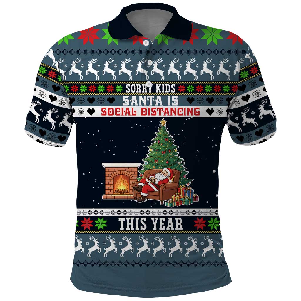 Sorry Kids Santa Is Social Distancing This Year Christmas Polo Shirt Xmas Holiday Patterns - Wonder Print Shop