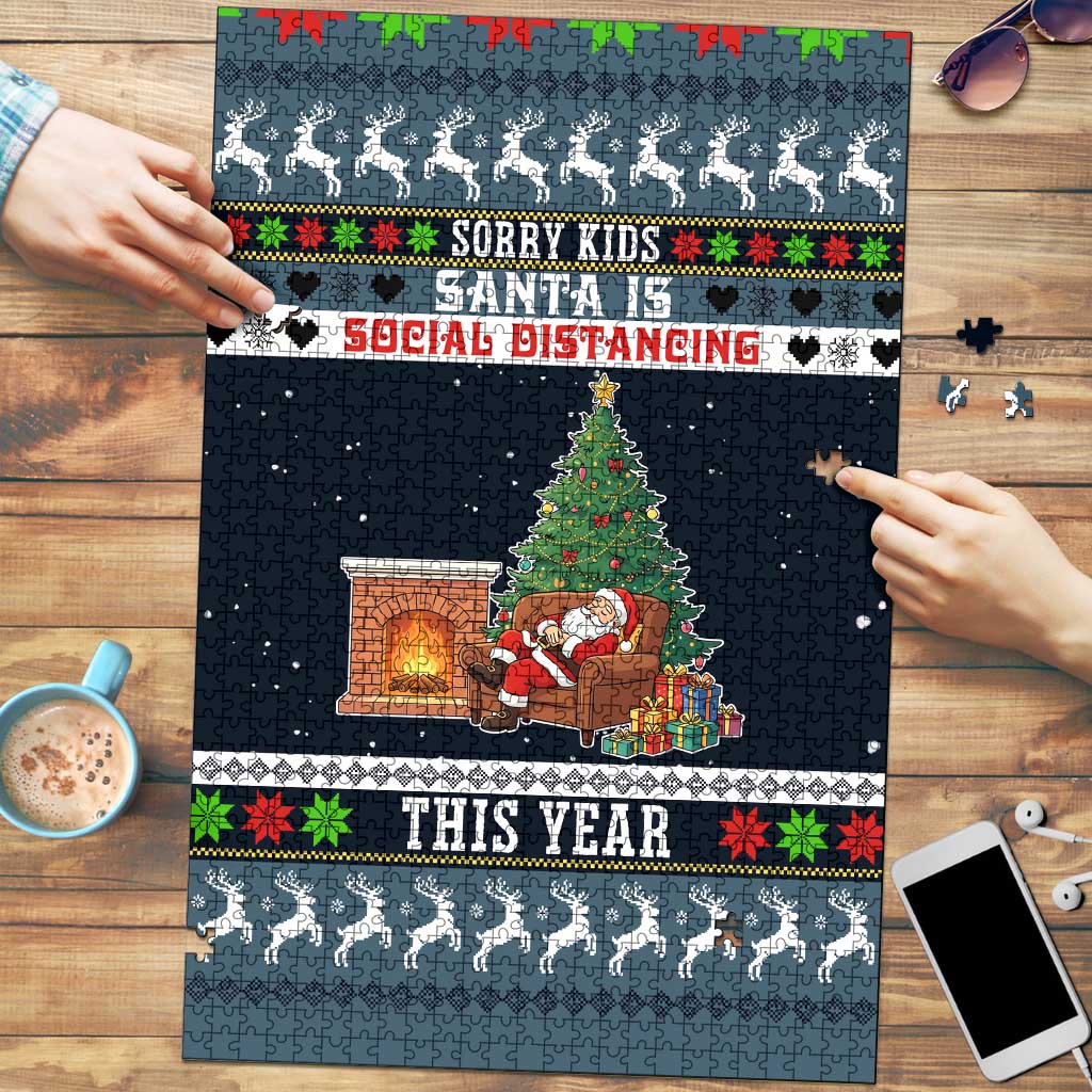 Sorry Kids Santa Is Social Distancing This Year Christmas Puzzle Xmas Holiday Patterns - Wonder Print Shop