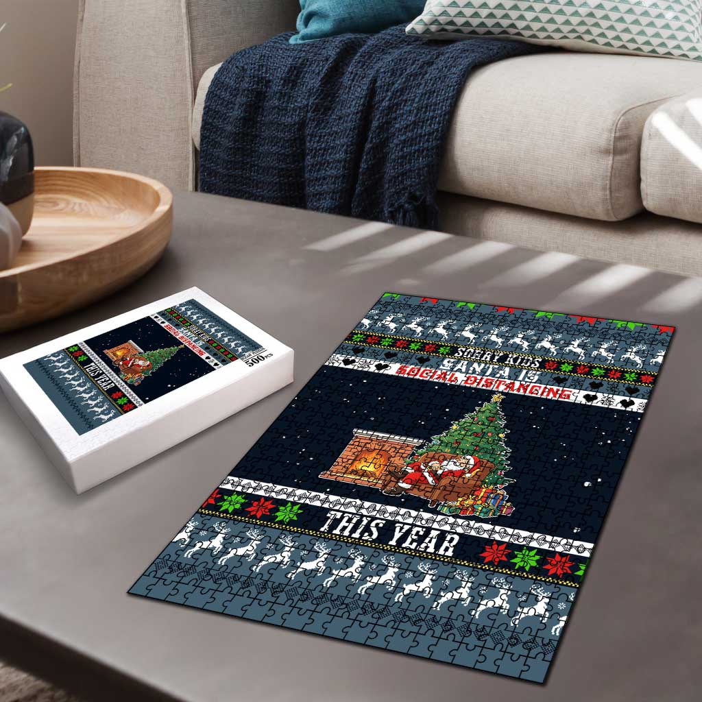 Sorry Kids Santa Is Social Distancing This Year Christmas Puzzle Xmas Holiday Patterns - Wonder Print Shop