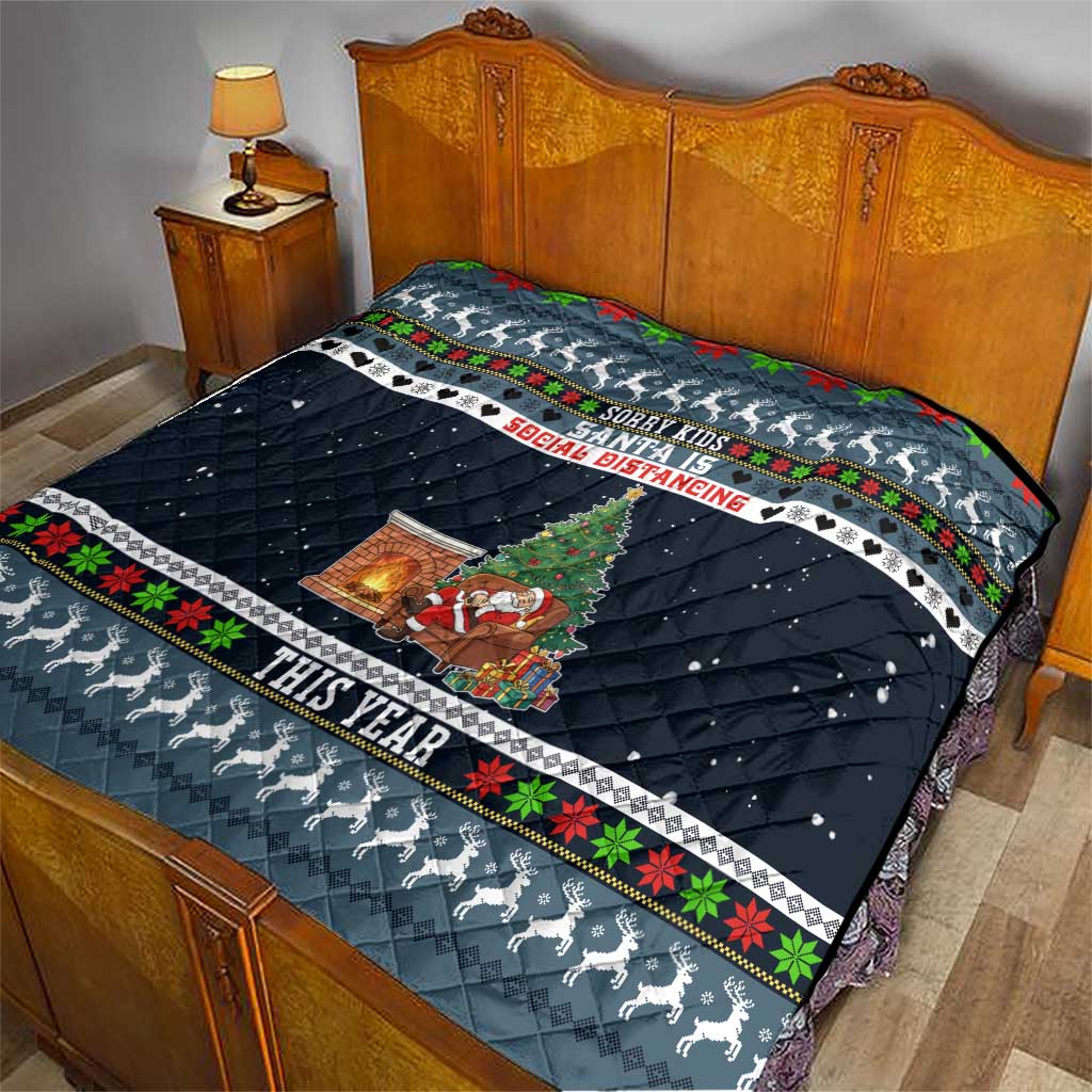 Sorry Kids Santa Is Social Distancing This Year Christmas Quilt Xmas Holiday Patterns - Wonder Print Shop