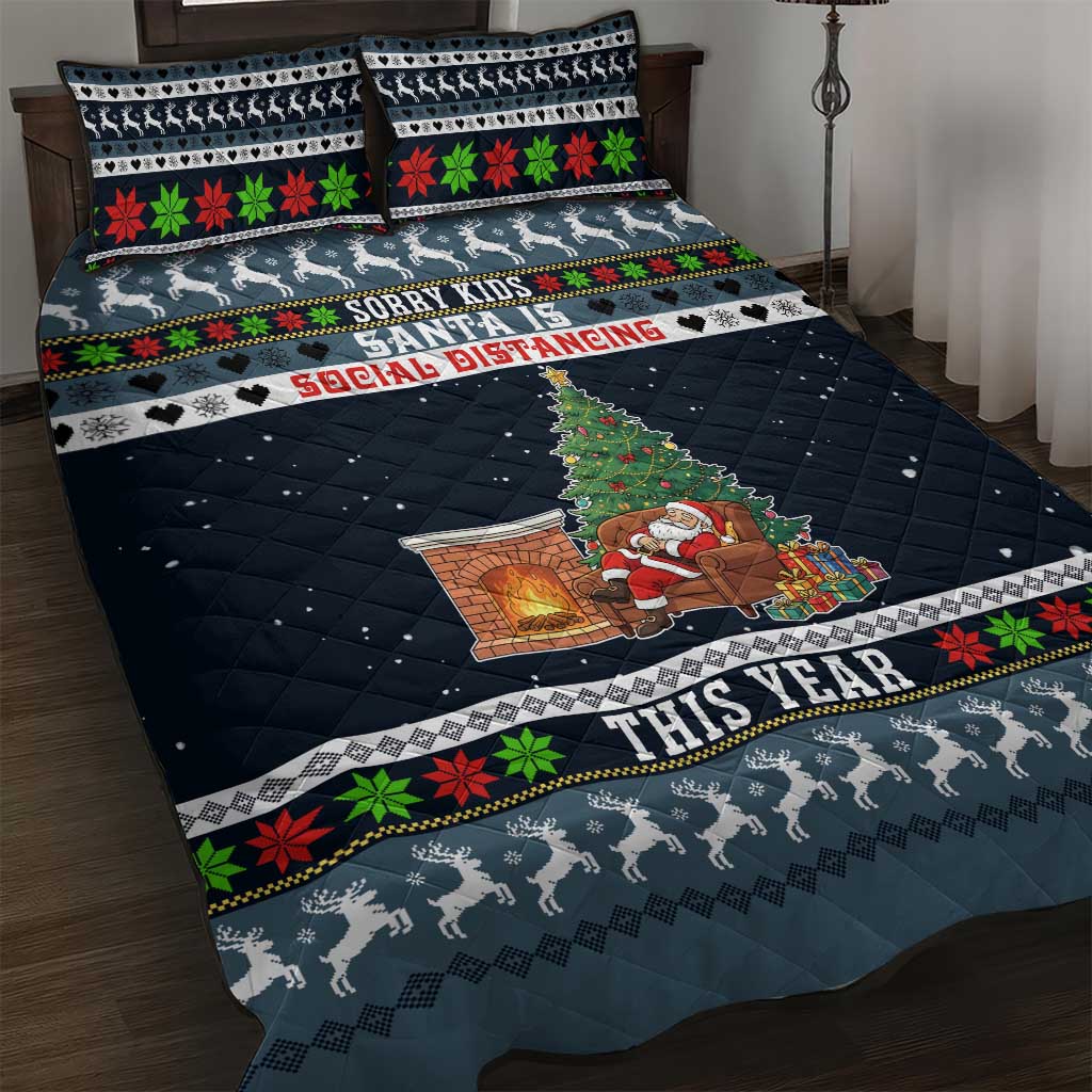 Sorry Kids Santa Is Social Distancing This Year Christmas Quilt Bed Set Xmas Holiday Patterns - Wonder Print Shop
