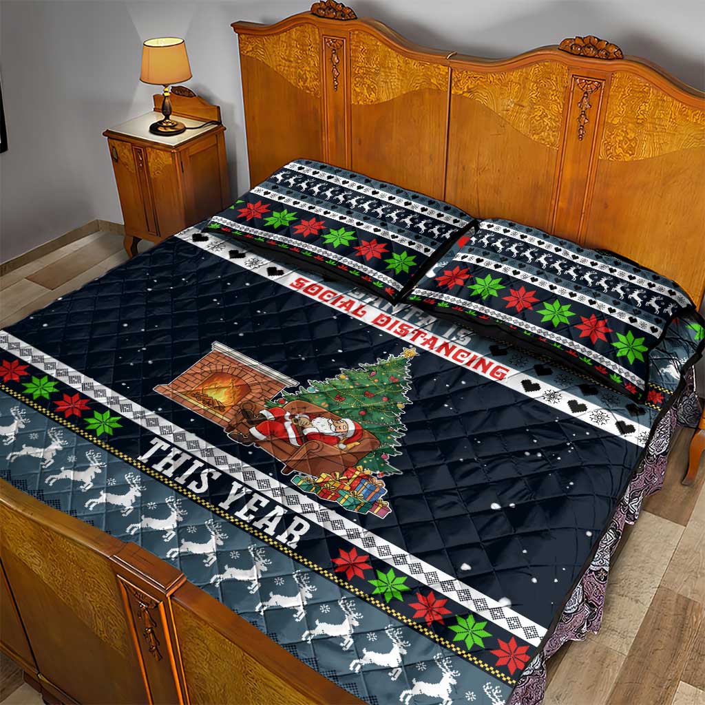 Sorry Kids Santa Is Social Distancing This Year Christmas Quilt Bed Set Xmas Holiday Patterns - Wonder Print Shop