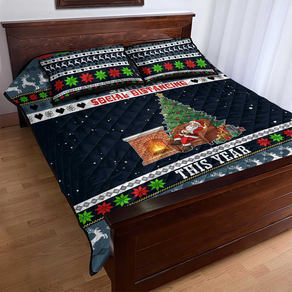 Sorry Kids Santa Is Social Distancing This Year Christmas Quilt Bed Set Xmas Holiday Patterns - Wonder Print Shop