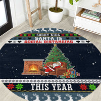 Sorry Kids Santa Is Social Distancing This Year Christmas Round Carpet Xmas Holiday Patterns - Wonder Print Shop