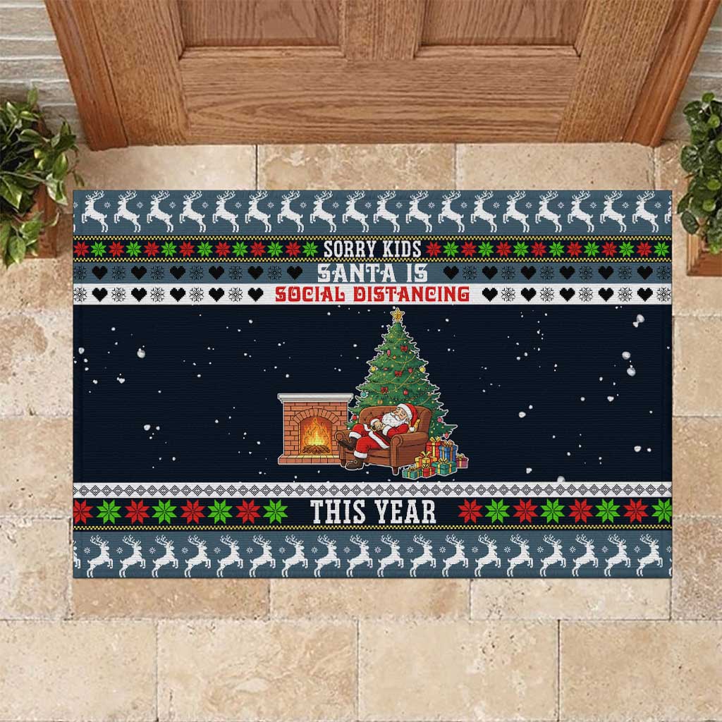 Sorry Kids Santa Is Social Distancing This Year Christmas Rubber Doormat Xmas Holiday Patterns - Wonder Print Shop