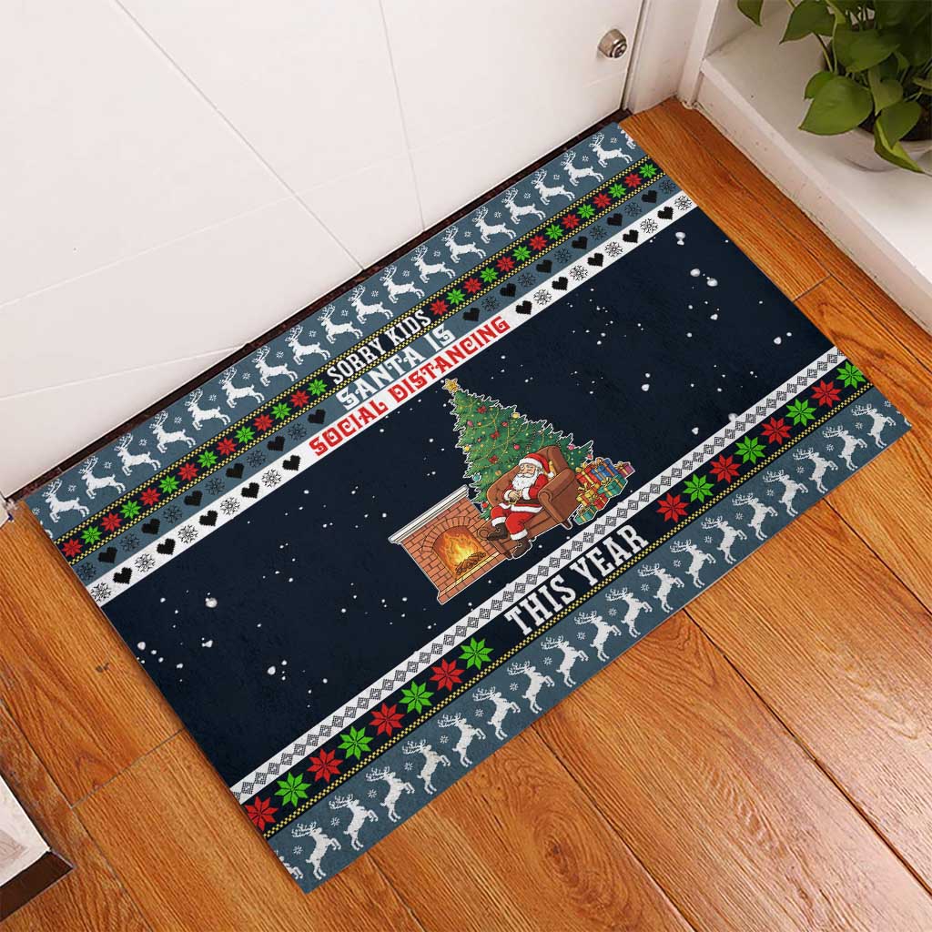 Sorry Kids Santa Is Social Distancing This Year Christmas Rubber Doormat Xmas Holiday Patterns - Wonder Print Shop