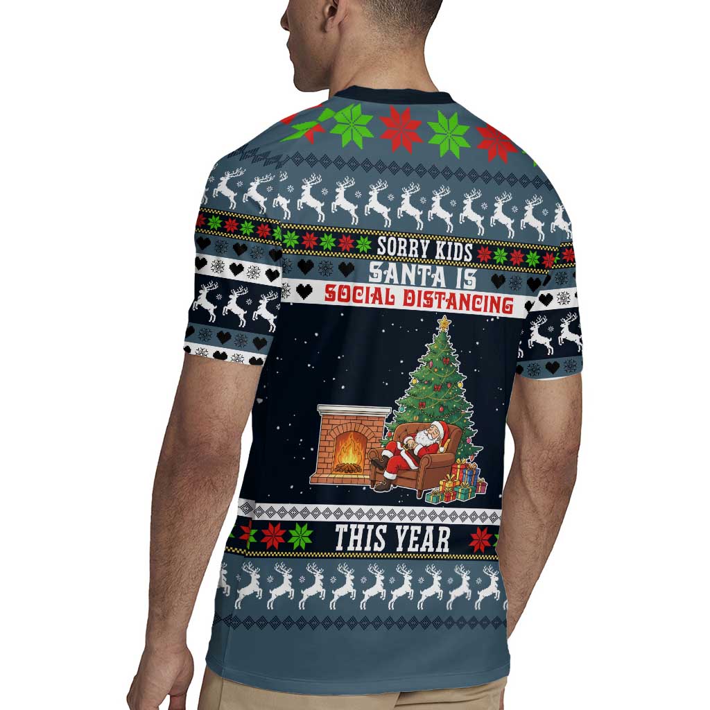 Sorry Kids Santa Is Social Distancing This Year Christmas Rugby Jersey Xmas Holiday Patterns - Wonder Print Shop