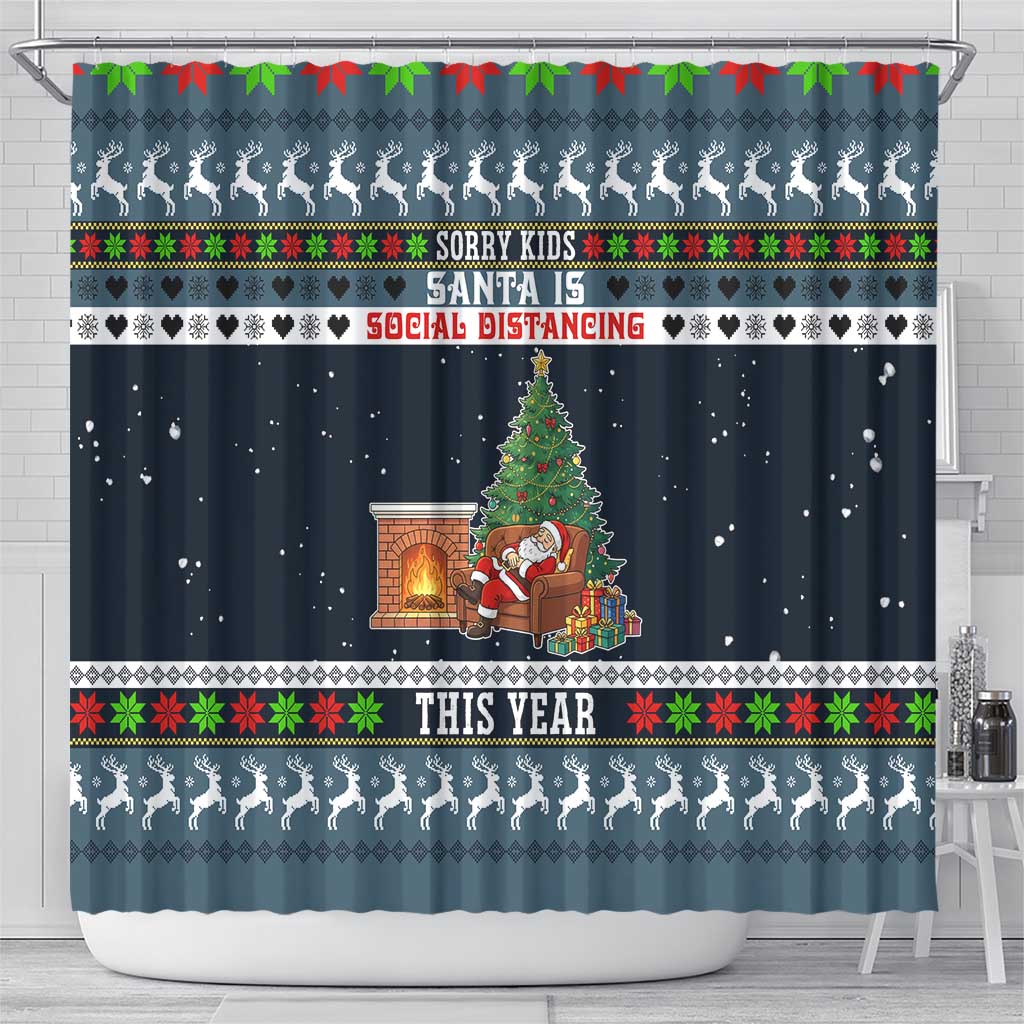Sorry Kids Santa Is Social Distancing This Year Christmas Shower Curtain Xmas Holiday Patterns - Wonder Print Shop