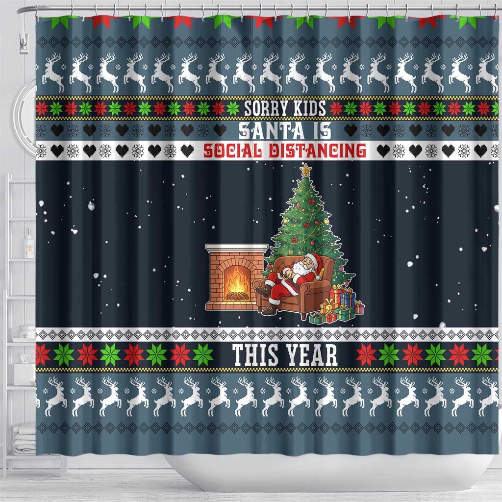 Sorry Kids Santa Is Social Distancing This Year Christmas Shower Curtain Xmas Holiday Patterns - Wonder Print Shop