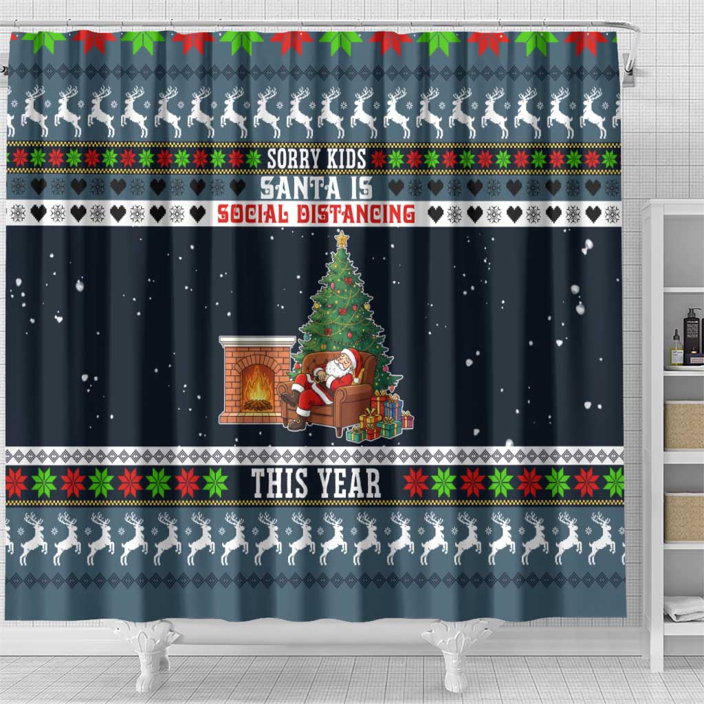 Sorry Kids Santa Is Social Distancing This Year Christmas Shower Curtain Xmas Holiday Patterns - Wonder Print Shop