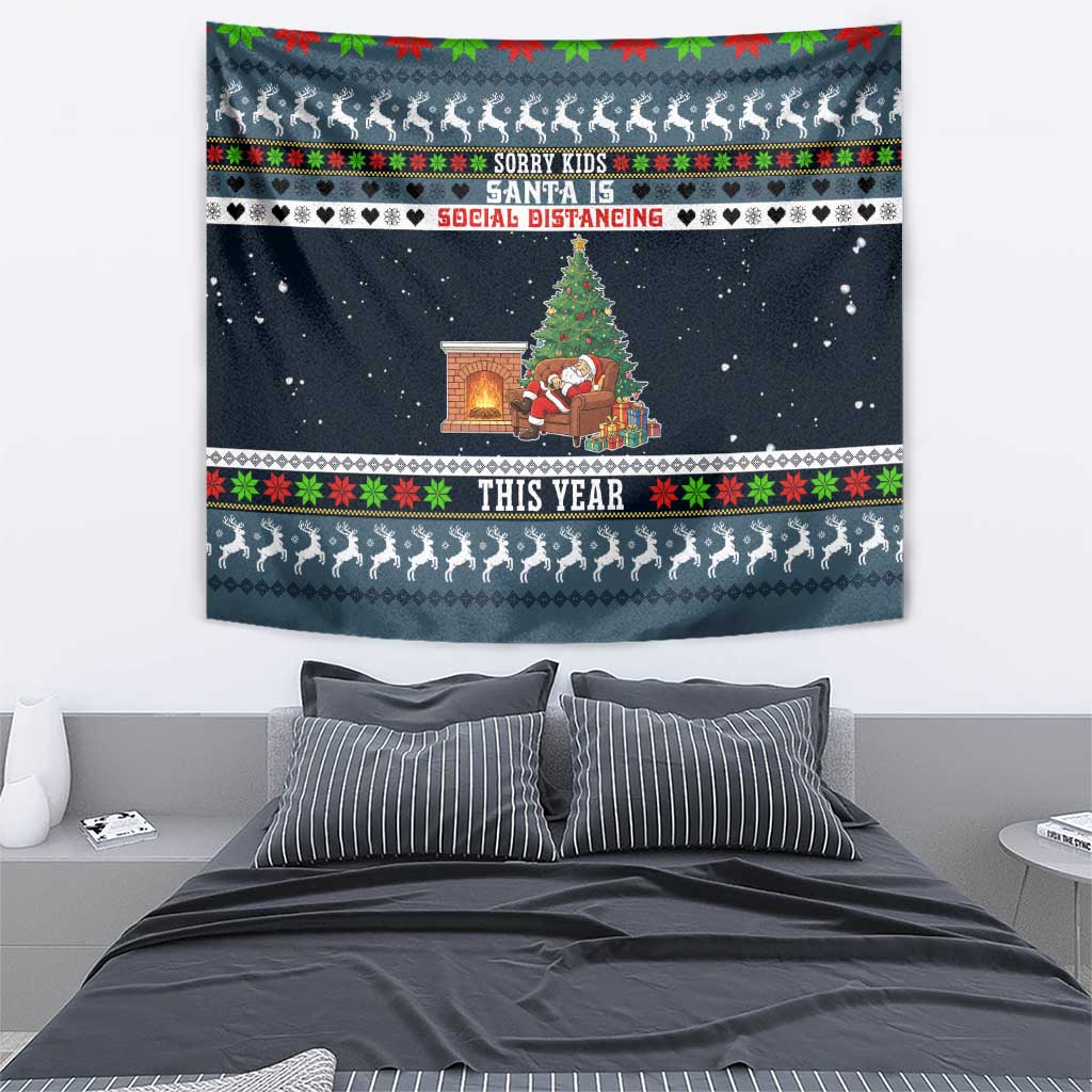 Sorry Kids Santa Is Social Distancing This Year Christmas Tapestry Xmas Holiday Patterns - Wonder Print Shop