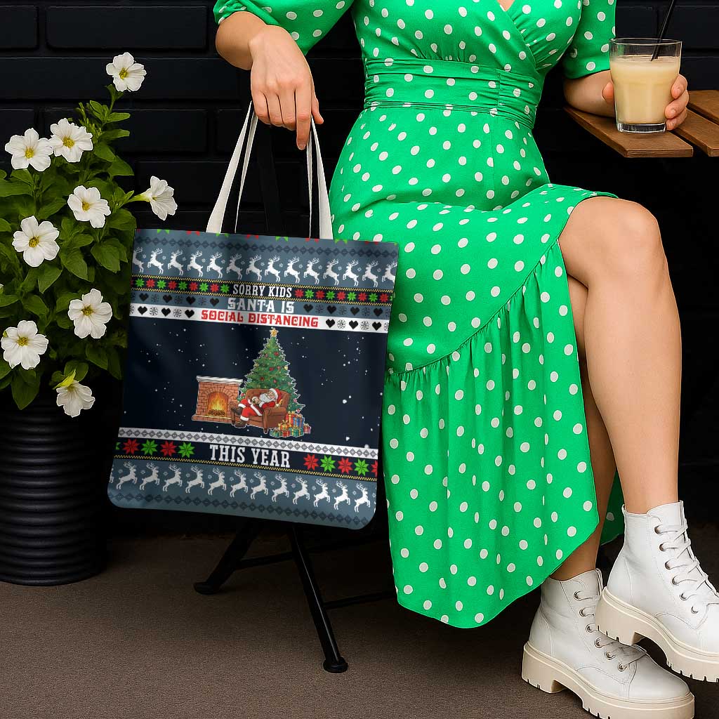 Sorry Kids Santa Is Social Distancing This Year Christmas Tote Bag Xmas Holiday Patterns - Wonder Print Shop