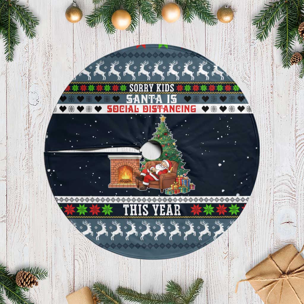 Sorry Kids Santa Is Social Distancing This Year Christmas Tree Skirt Xmas Holiday Patterns - Wonder Print Shop