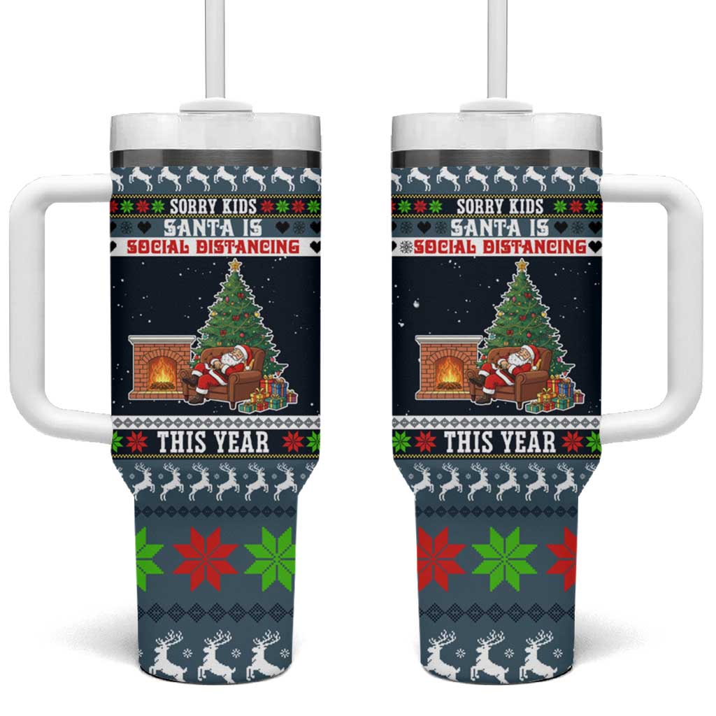 Sorry Kids Santa Is Social Distancing This Year Christmas Tumbler With Handle Xmas Holiday Patterns - Wonder Print Shop
