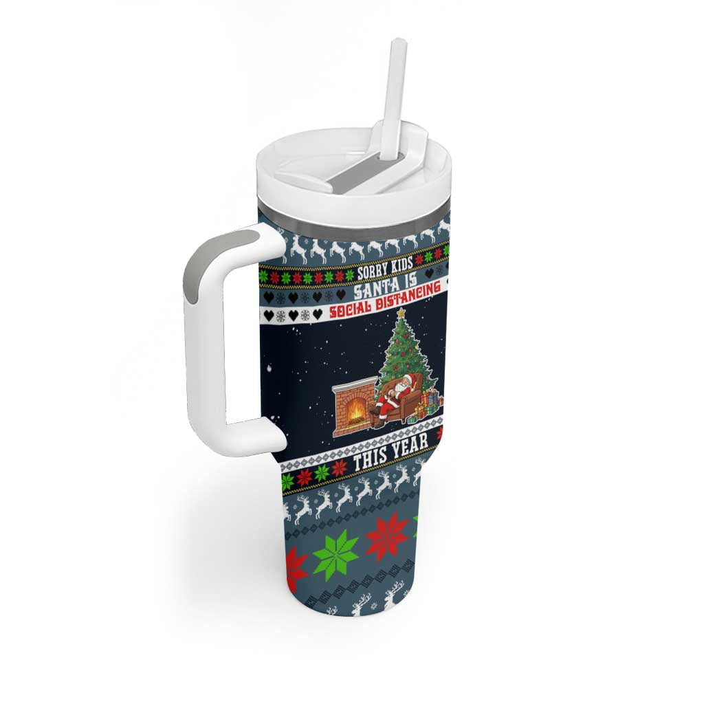 Sorry Kids Santa Is Social Distancing This Year Christmas Tumbler With Handle Xmas Holiday Patterns - Wonder Print Shop