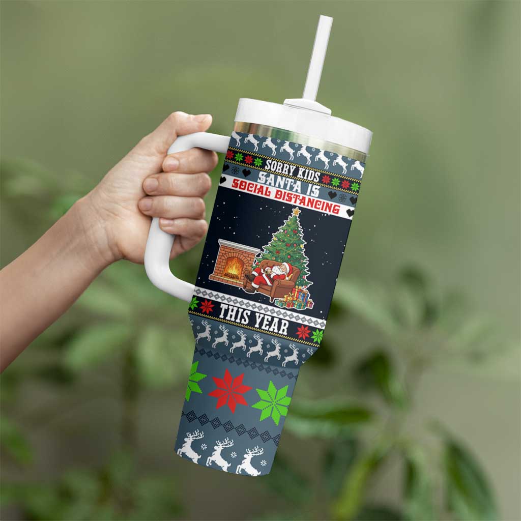 Sorry Kids Santa Is Social Distancing This Year Christmas Tumbler With Handle Xmas Holiday Patterns - Wonder Print Shop