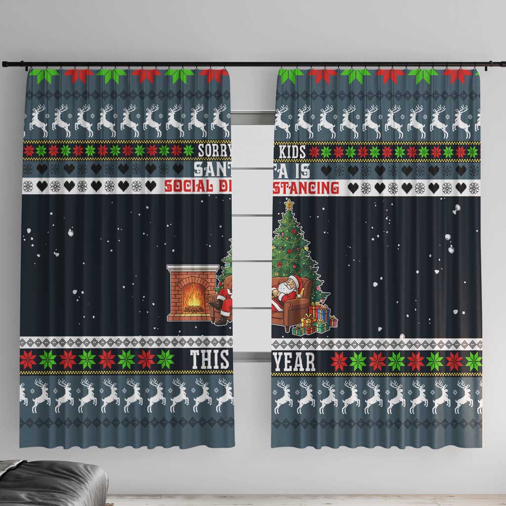 Sorry Kids Santa Is Social Distancing This Year Christmas Window Curtain Xmas Holiday Patterns - Wonder Print Shop