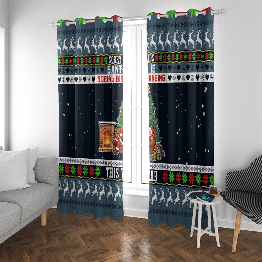 Sorry Kids Santa Is Social Distancing This Year Christmas Window Curtain Xmas Holiday Patterns - Wonder Print Shop