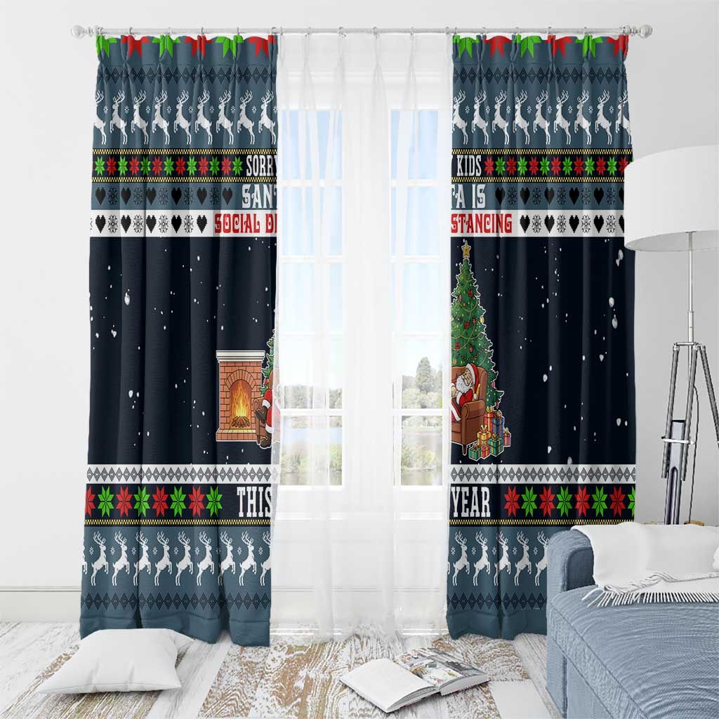 Sorry Kids Santa Is Social Distancing This Year Christmas Window Curtain Xmas Holiday Patterns - Wonder Print Shop