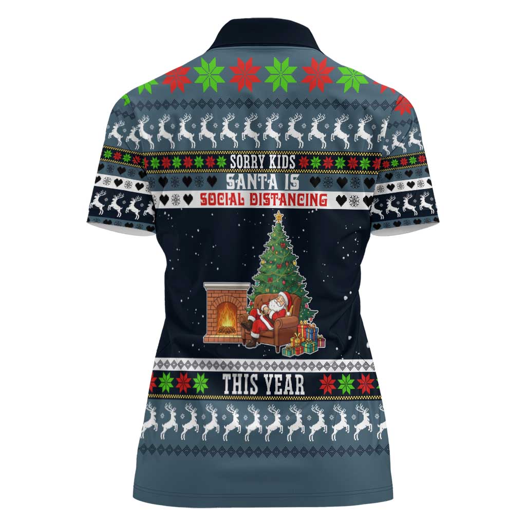 Sorry Kids Santa Is Social Distancing This Year Christmas Women Polo Shirt Xmas Holiday Patterns - Wonder Print Shop